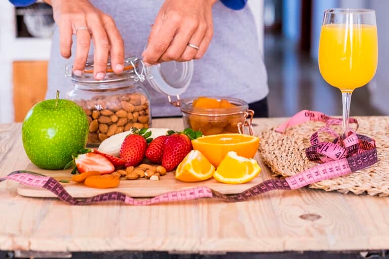 beautiful table full of food like fruits to have a good and nice